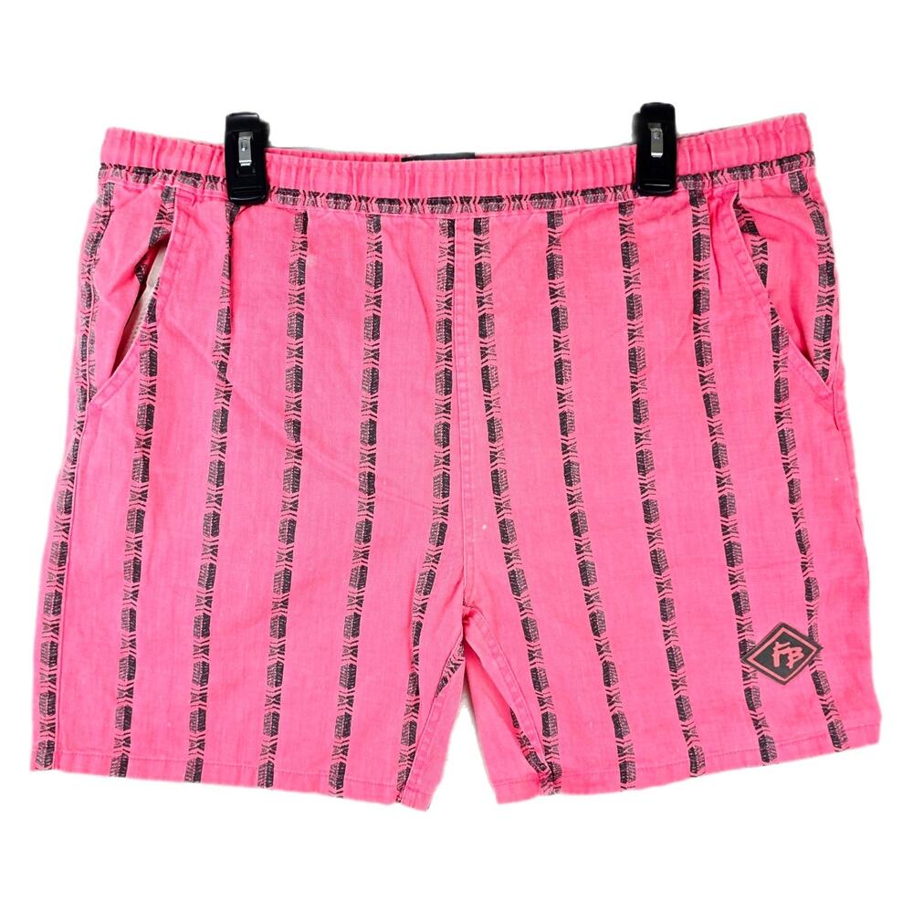 Vintage Fast Breakers Retro Board Shorts Mens Large Pink Striped Swim Trunks 80s